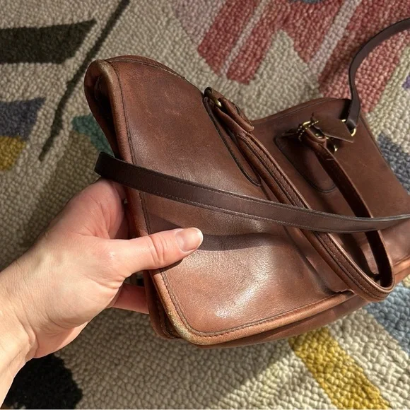 Coach Brown Leather Handbag with Strap - Picture 6 of 8